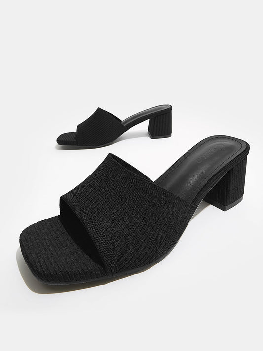 Knit Chunky Heeled Sandal
