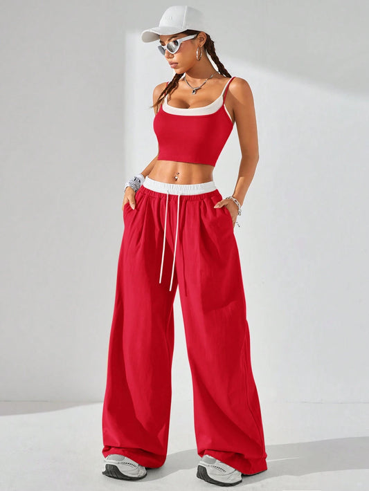 Casual Knit Tank Tops & Sweatpants Sets