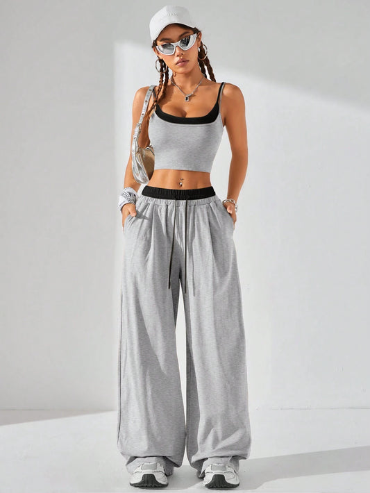 Casual Knit Tank Tops & Sweatpants Sets