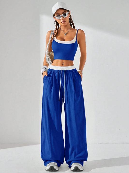 Casual Knit Tank Tops & Sweatpants Sets
