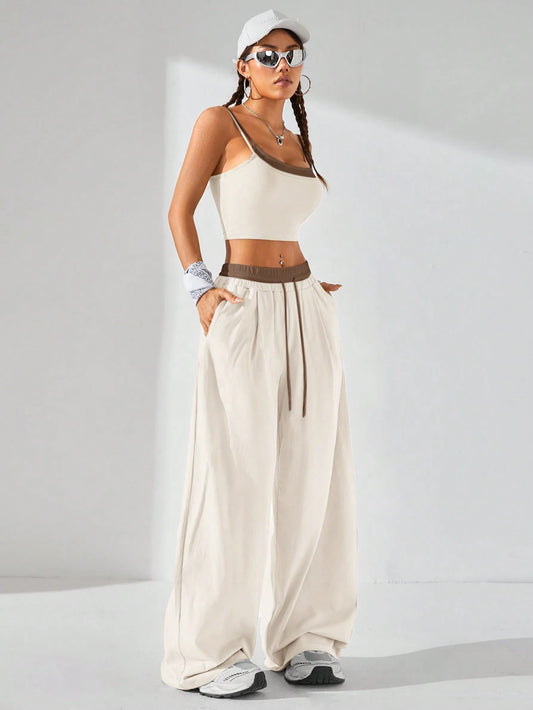 Casual Knit Tank Tops & Sweatpants Sets