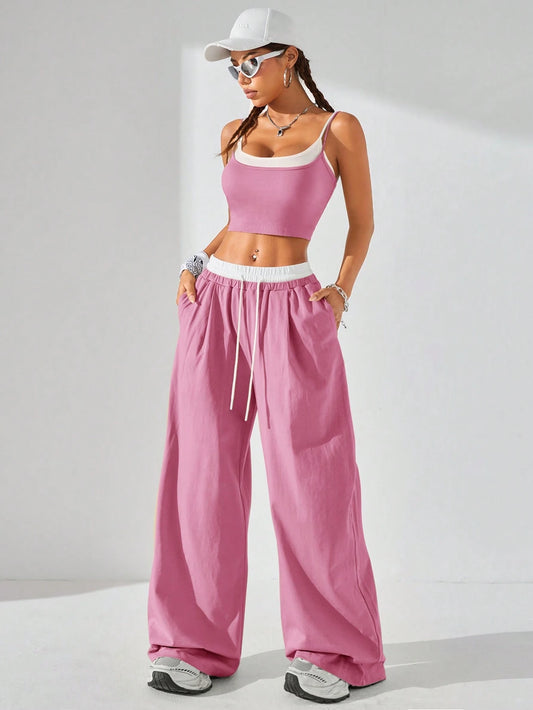 Casual Knit Tank Tops & Sweatpants Sets