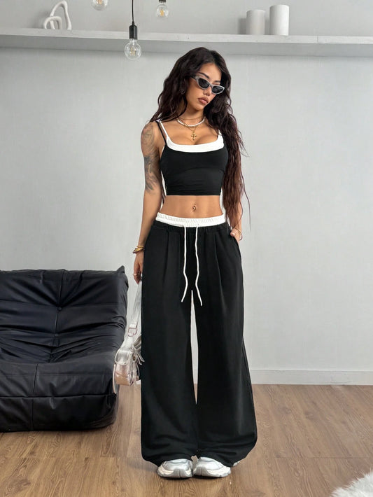 Casual Knit Tank Tops & Sweatpants Sets
