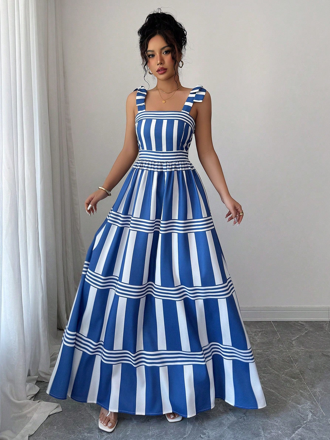 Casual Straps and Striped Dress – FAVEN