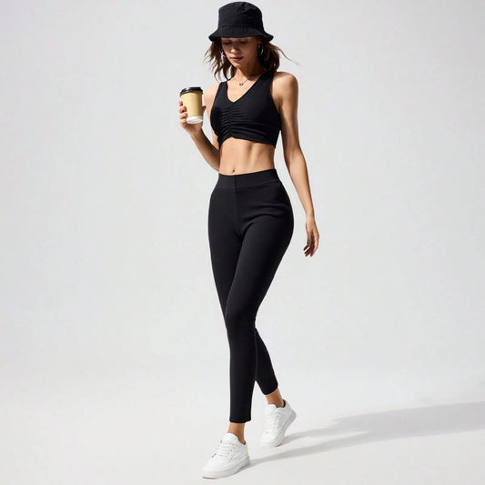 Black Heather Cropped Leggings