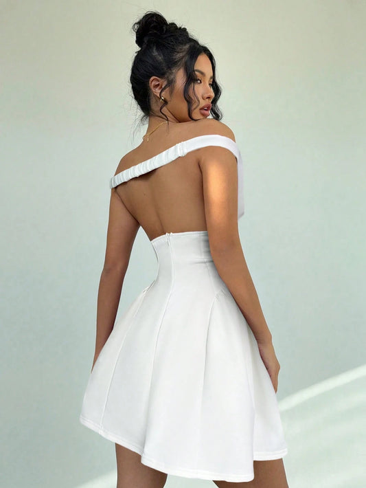 A-Line Off Shoulder Mini Dress