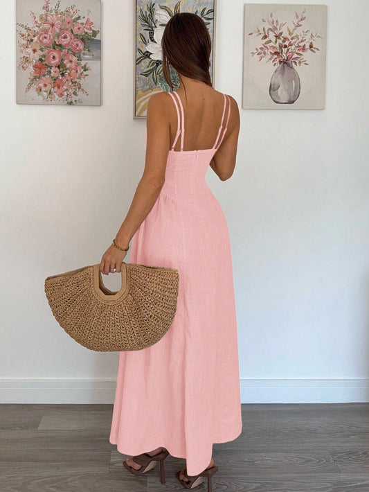 Ruffle Elegant A-Line Long Skirt Dress