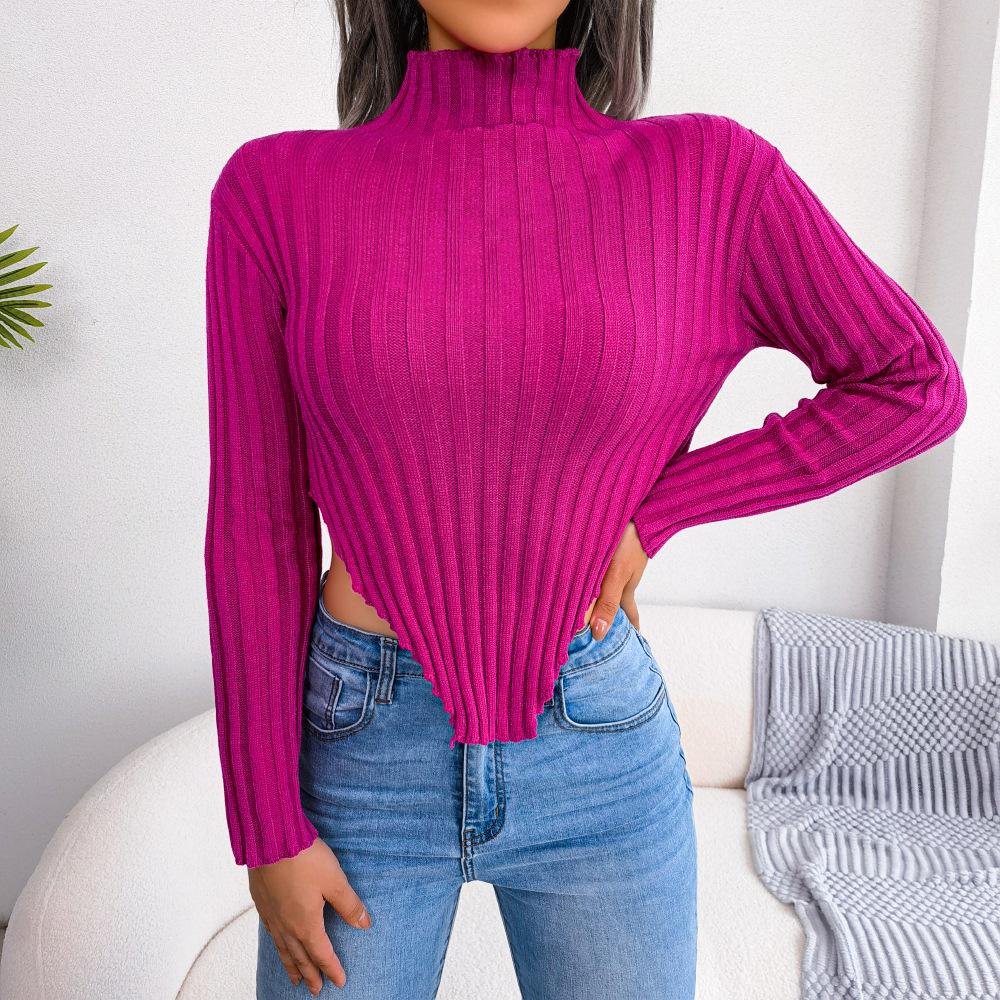 Asymmetrical Hem Crop Sweater