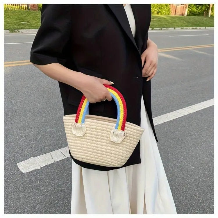 Rainbow Handle Tote Bag