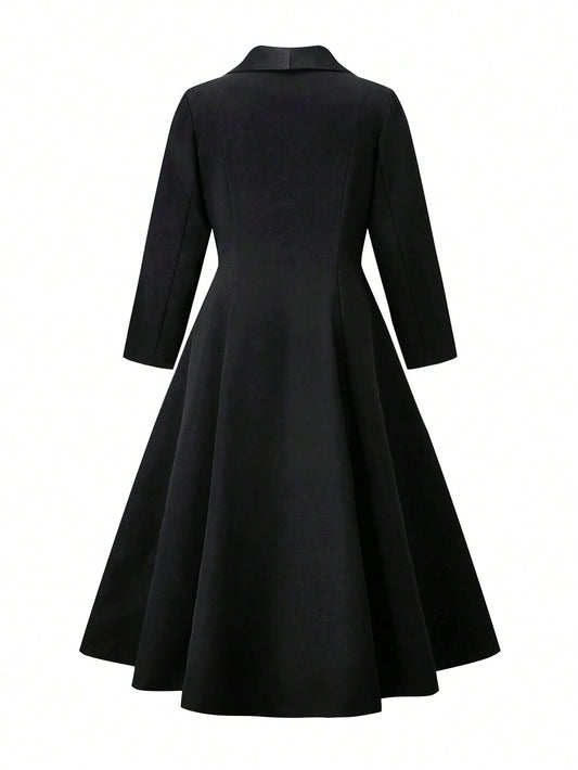 Shawl Collar Open Front Long Jacket