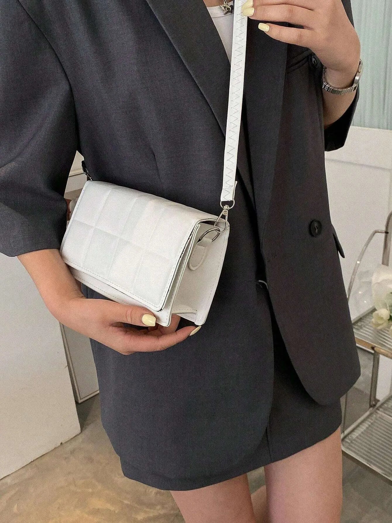 Minimalist Mini Checkered Shoulder Bag