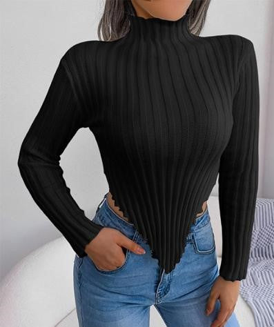 Asymmetrical Hem Crop Sweater