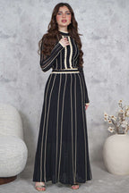 Long-sleeved quilted maxi dress