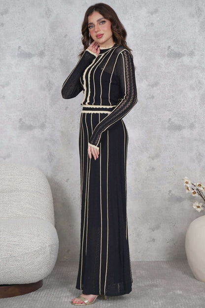 Long-sleeved quilted maxi dress
