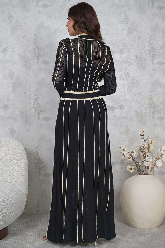 Long-sleeved quilted maxi dress