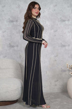 Long-sleeved quilted maxi dress
