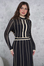 Long-sleeved quilted maxi dress