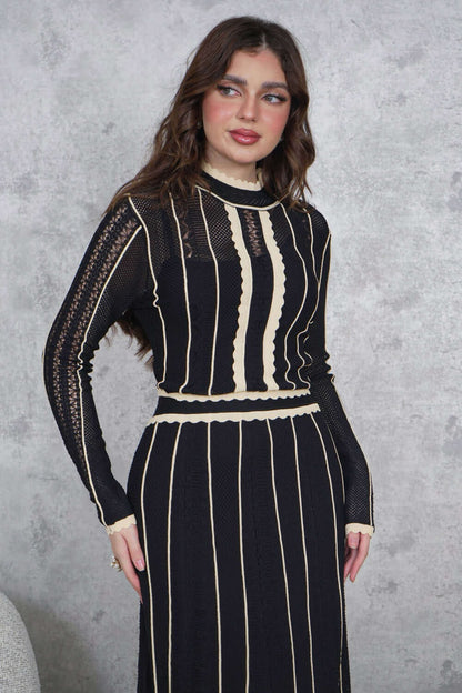 Long-sleeved quilted maxi dress
