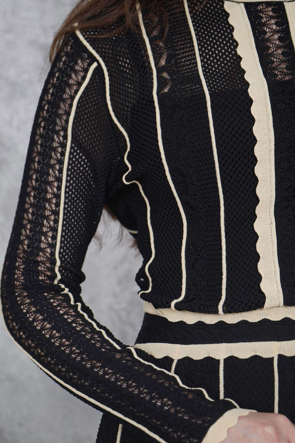 Long-sleeved quilted maxi dress