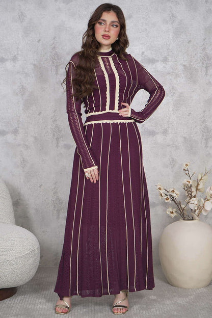 Long-sleeved quilted maxi dress