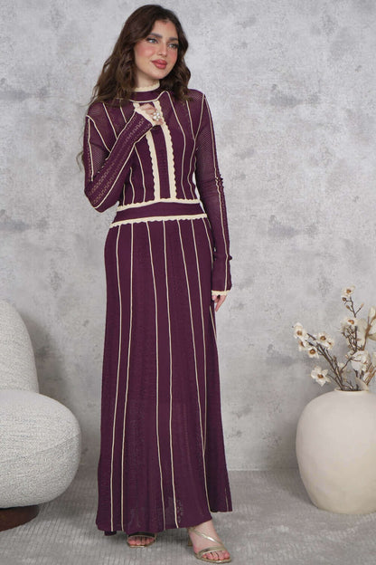 Long-sleeved quilted maxi dress