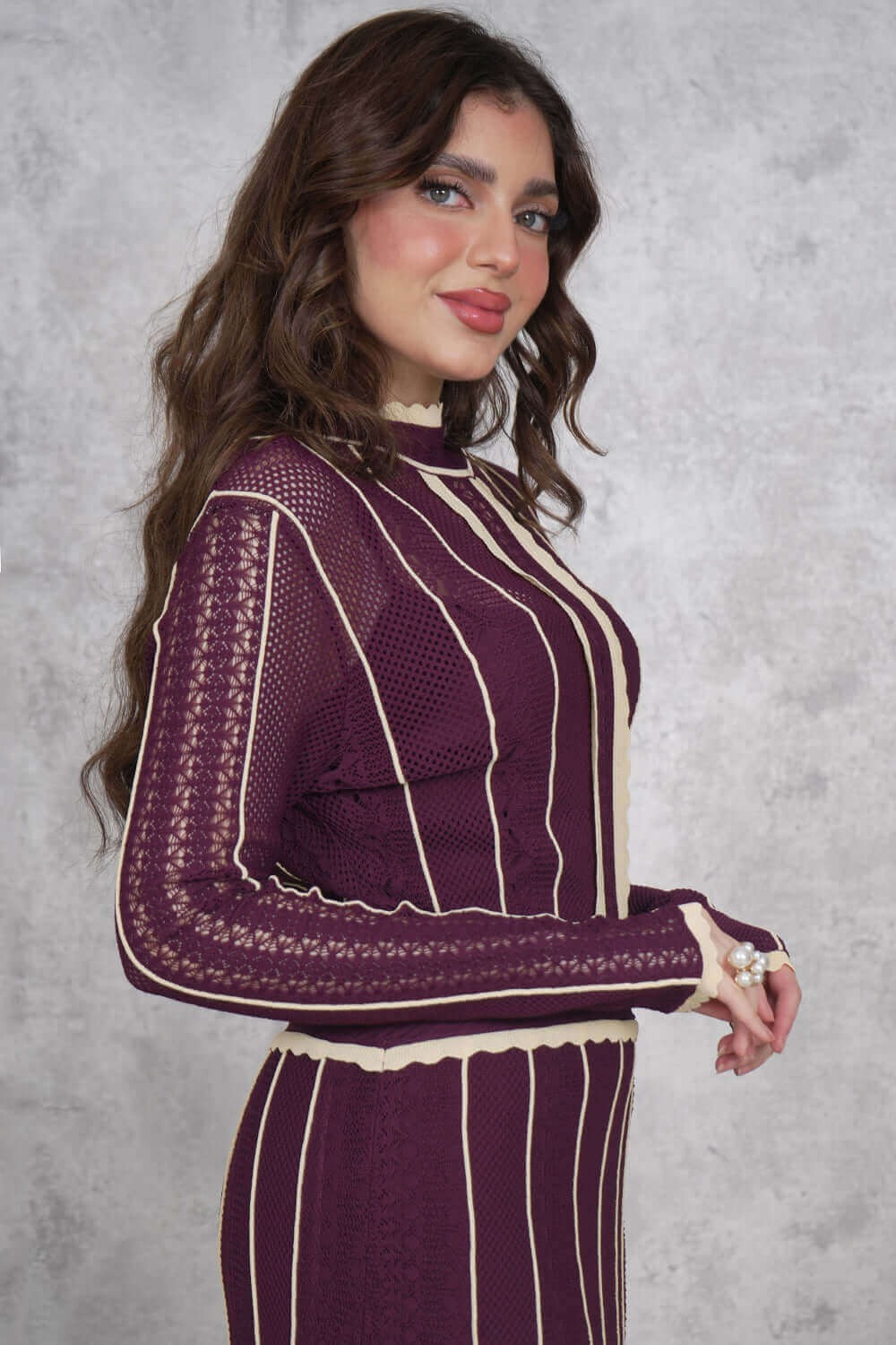 Long-sleeved quilted maxi dress