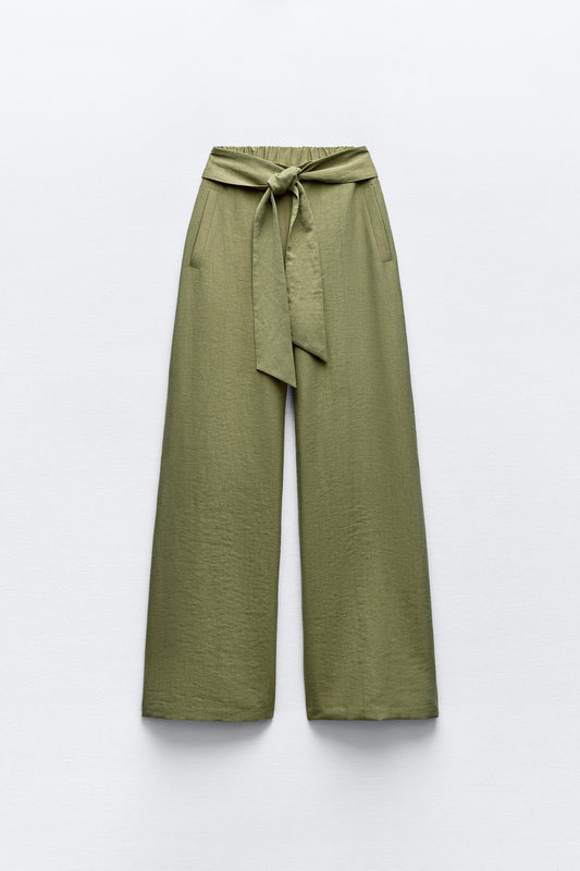 Belted Wide Leg Pants