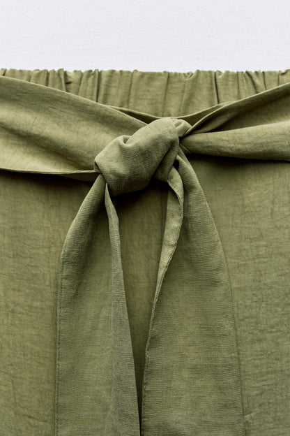 Belted Wide Leg Pants