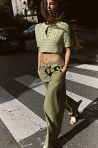 Belted Wide Leg Pants