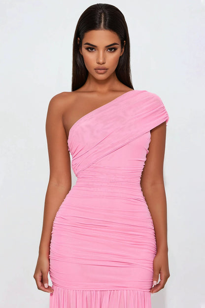 Ruched Slit Fitted Sheath Cocktail Dress