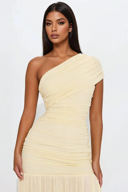 Ruched Slit Fitted Sheath Cocktail Dress