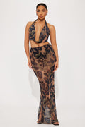 Leopard Mesh Skirt Set