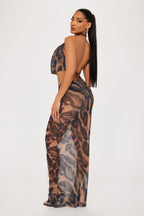 Leopard Mesh Skirt Set