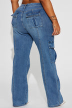 Stretch Straight Leg Cargo Jeans