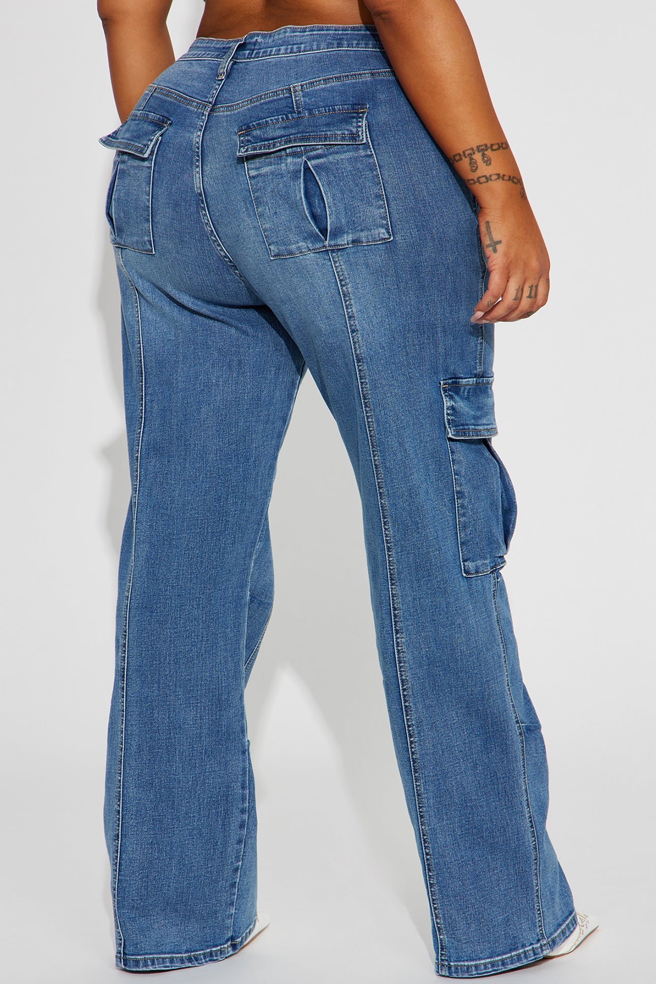 Stretch Straight Leg Cargo Jeans