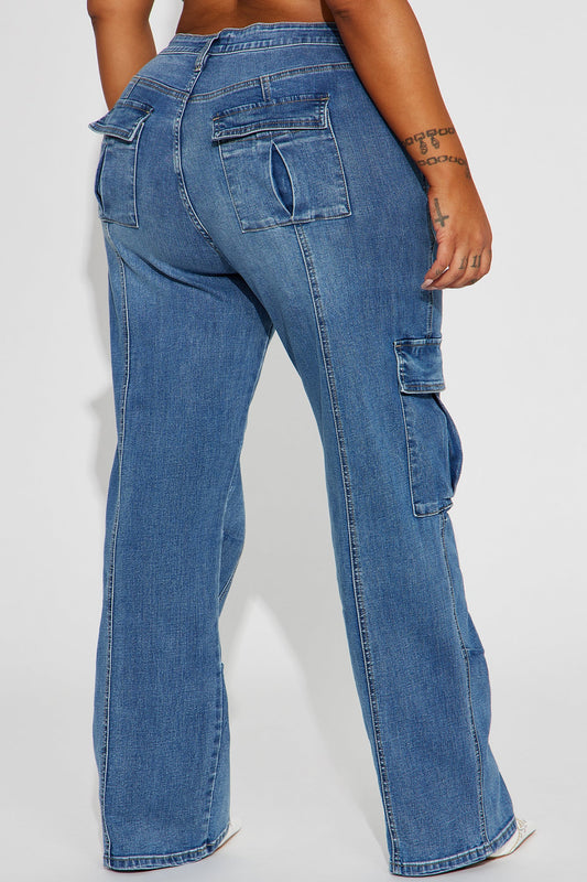 Stretch Straight Leg Cargo Jeans