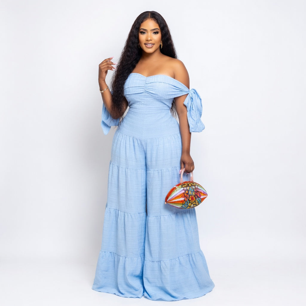 Off Shoulder Tube Loose Wide Leg Jumpsuit
