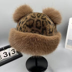 Vintage Leopard Mongolian Fur Hat