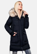 Fuzzy Trim Hooded Padded  Coats