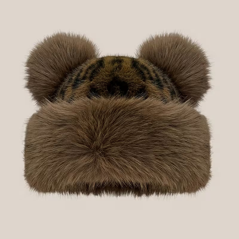 Vintage Leopard Mongolian Fur Hat