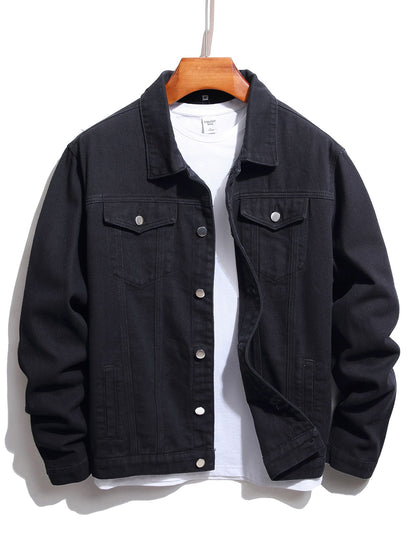 Button Front Solid Denim Jacket