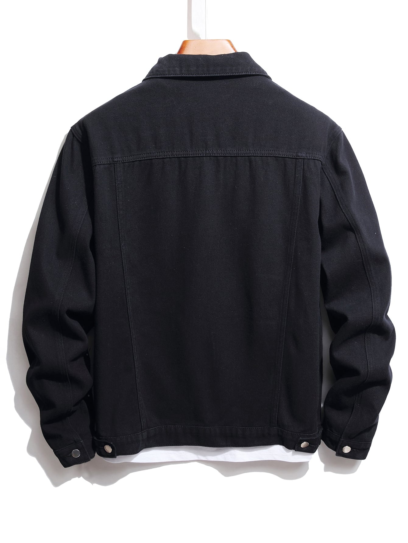 Button Front Solid Denim Jacket