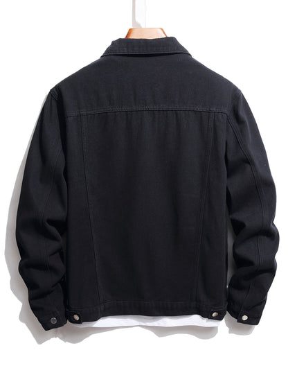 Button Front Solid Denim Jacket
