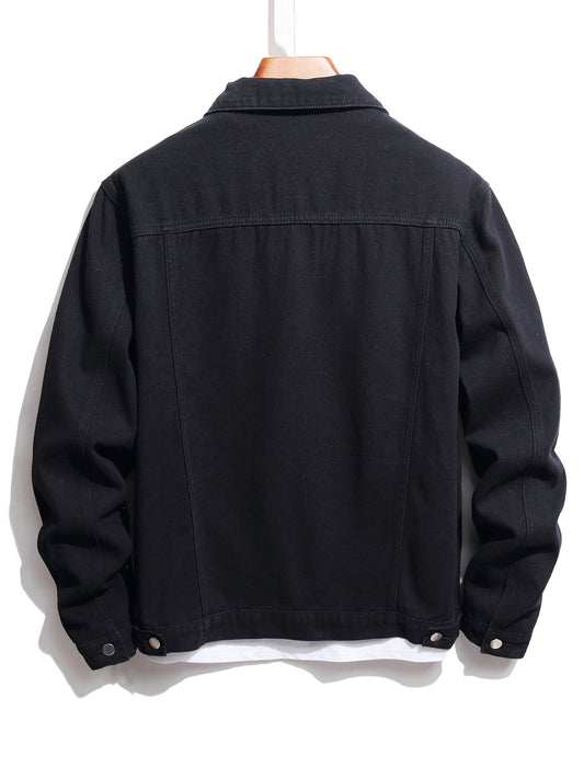Button Front Solid Denim Jacket