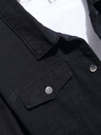 Button Front Solid Denim Jacket