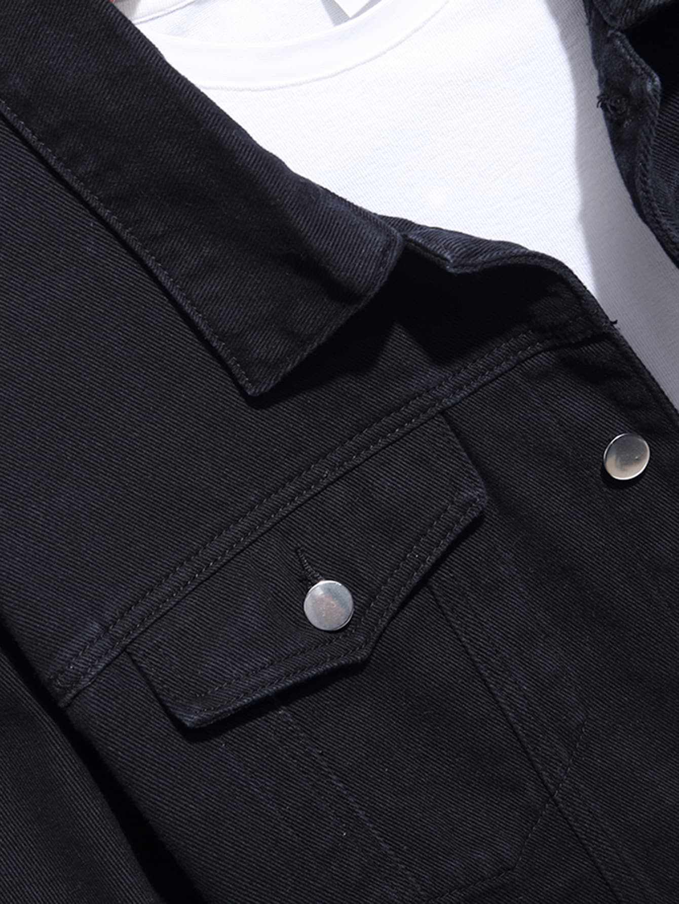 Button Front Solid Denim Jacket