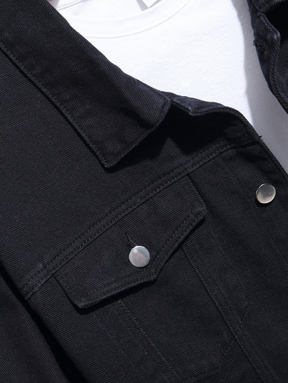 Button Front Solid Denim Jacket