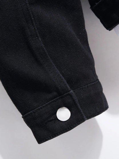 Button Front Solid Denim Jacket