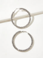 Cubic Zirconia Decor Hoop Earrings