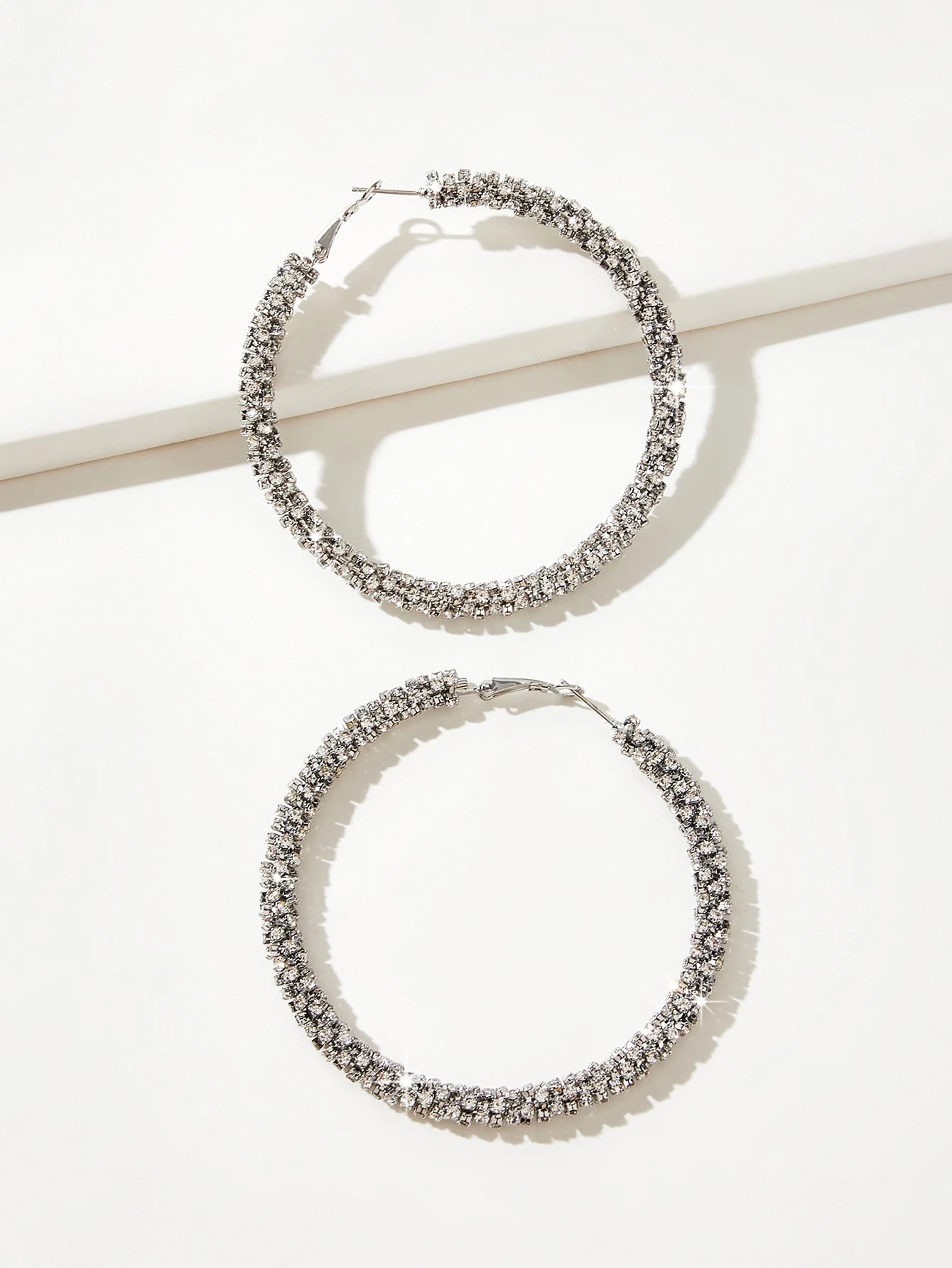 Cubic Zirconia Decor Hoop Earrings